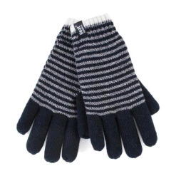Ladies Striped Fleece Lined Knitted Warm Winter Thermal Gloves