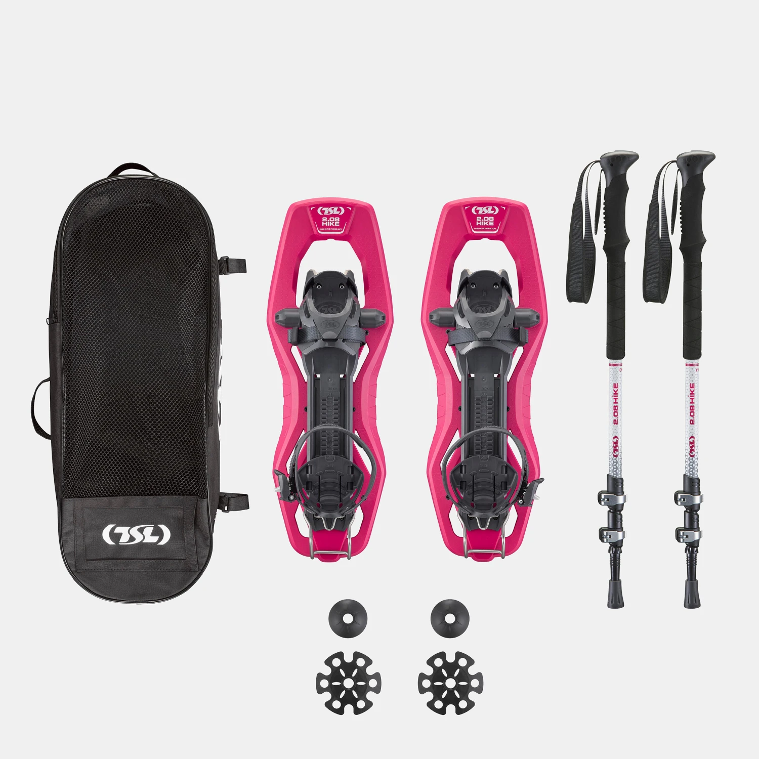 Hiking Snowshoes Pack With Small Deck - TSL 2.08 HIKE - Pink - Aluminium Poles 3 4 Hiking Snowshoes Pack With Small Deck - TSL 2.08 HIKE - Pink - Aluminium Poles 3 - Image 2