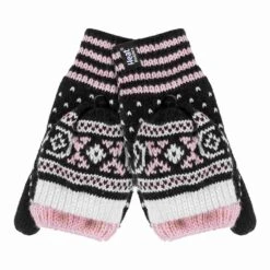Ladies Warm Fairisle Patterned Thermal Fingerless Converter Gloves