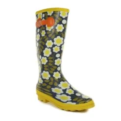 Regatta Womens/Ladies Orla River Floral Wellington Boots (Black/Yellow/Green)