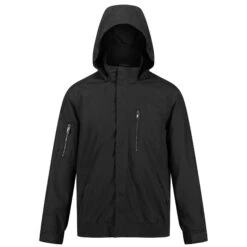 Regatta Mens Feelding Linear Waterproof Bomber Jacket (Black)