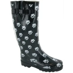 Cotswold Collection Dog Paw Welly / Womens Boots (Black)