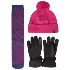 Regatta Childrens/Kids Leopard Print Ski Gloves Set (Raspberry Rose)